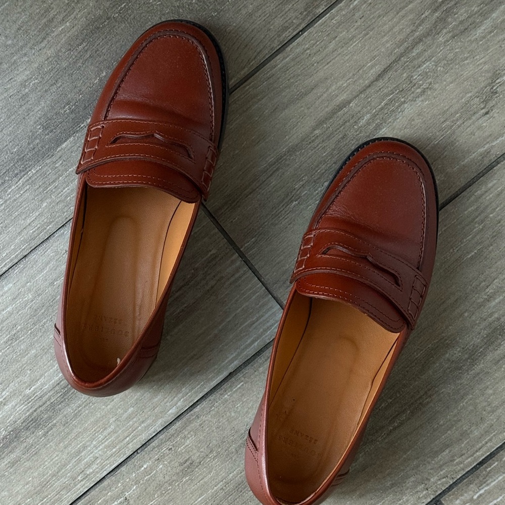 Sezane Brown Leather Penny Loafers - Picture 6 of 9